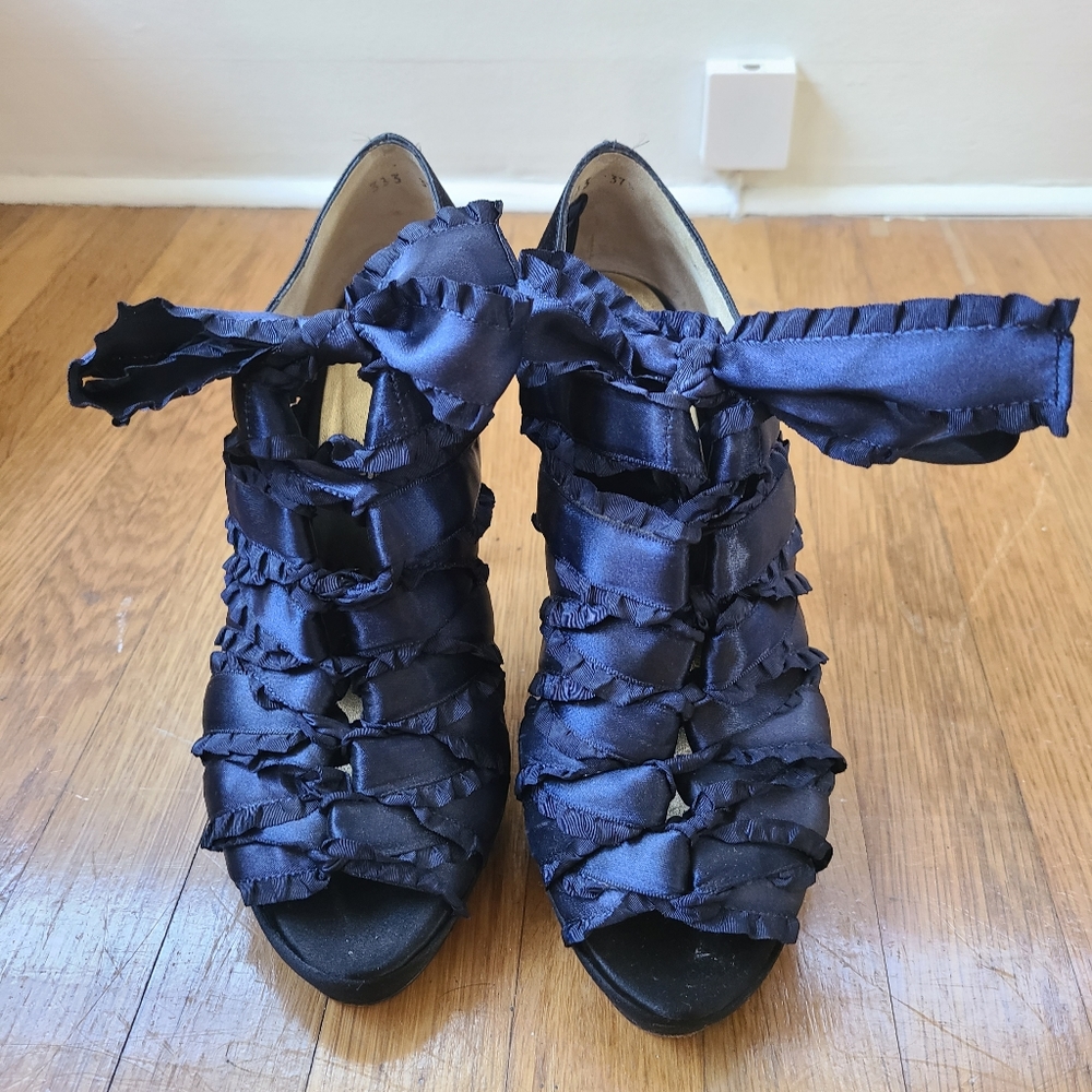 Bruno Frisoni Ribbon Peep Toe Booties